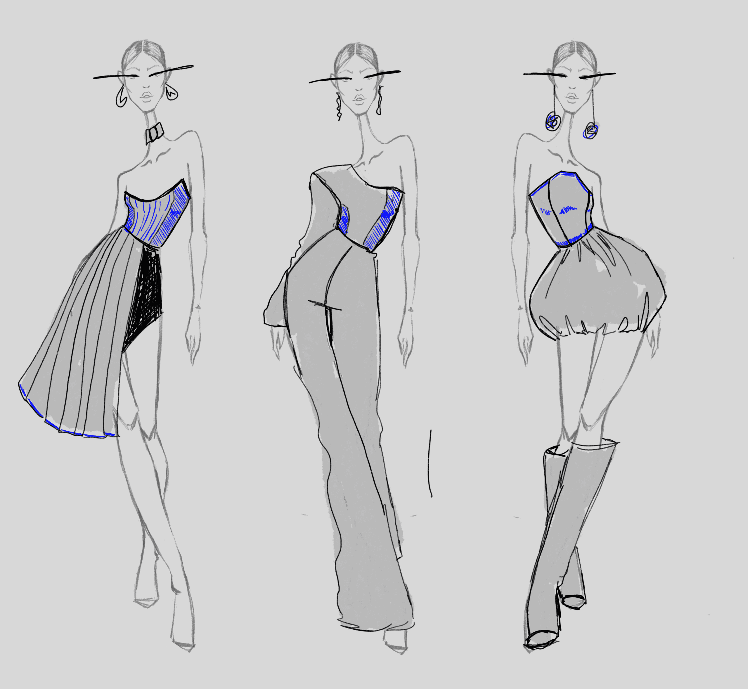 Fashion sketches digital made by Veronica the author